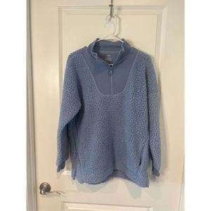 Aerie Women's Long Sleeve Faux Fleece Quarter Zip Sweater Blue Size XS